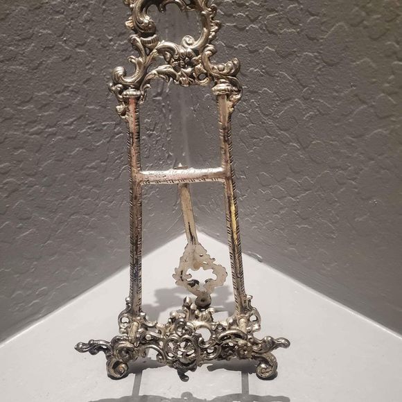 unknown Other - Silver Plate Vintage Riccoco Picture Stand Easel 15" x7"